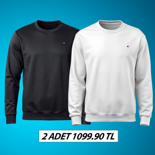 Siyah Beyaz İkili pusulaa Sweatshirt - MP004